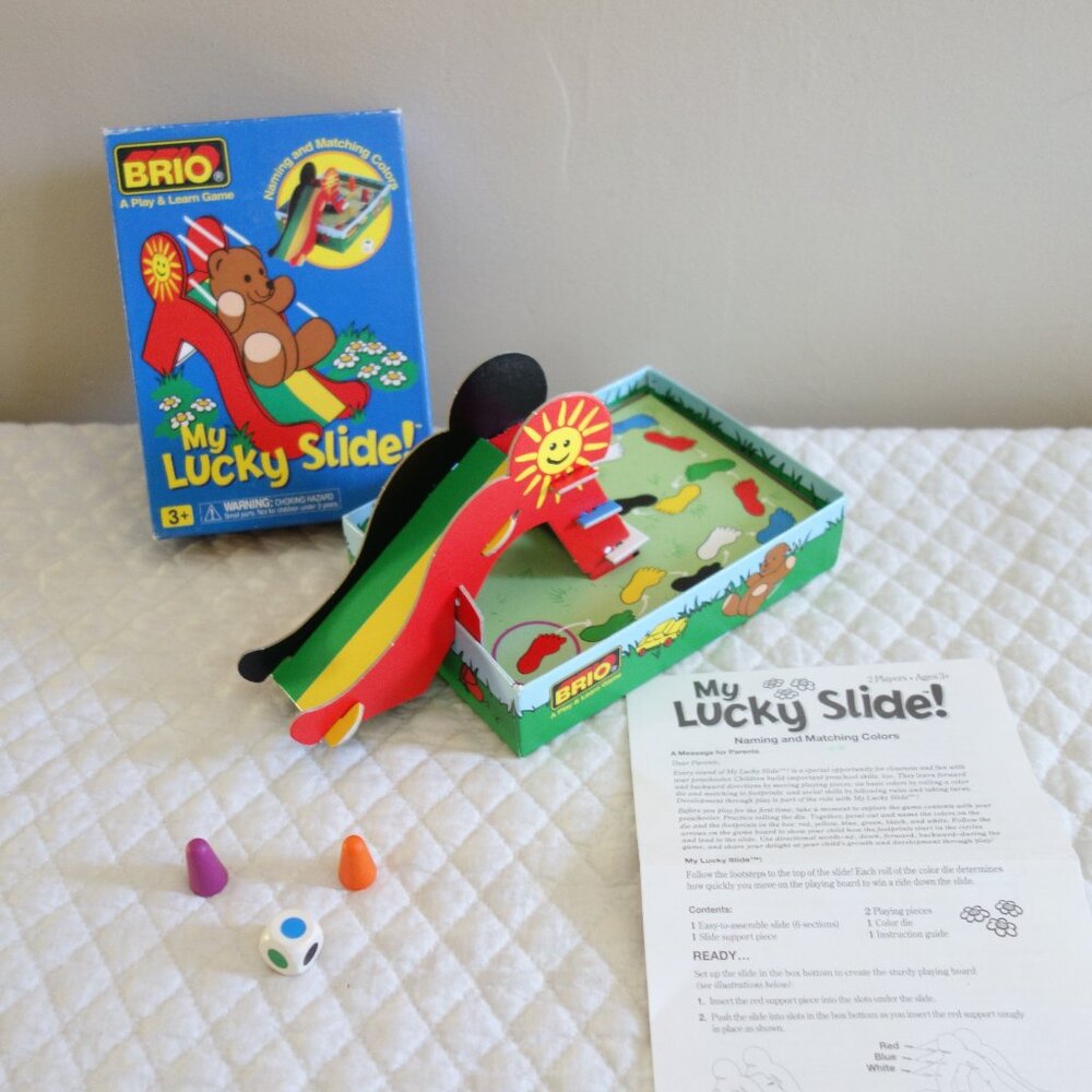 Vtg 1998 BRIO Sweden Lucky Slide Carboard Game - Complete